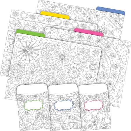 Barker Creek Color Me! In My Garden File Folder & Library Pockets, Multi-Design Set, 42/Set 3538